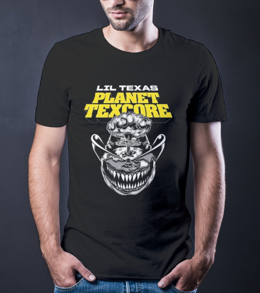 LIL TEXAS PLANET TEXCORE Smiling Skull With Mushroom Cloud And Cowboy Hat T-Shirt