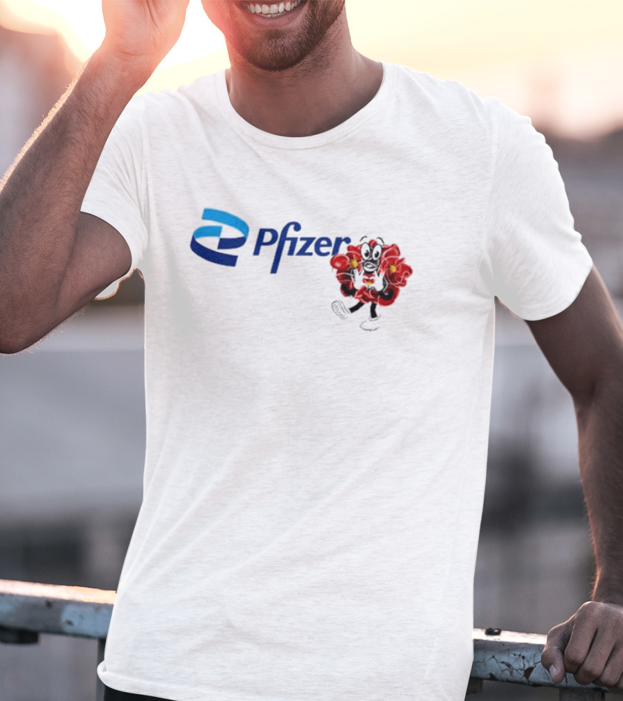 Pfizer New Mascot Clotty With Bear Character And Energy Burst T-Shirt