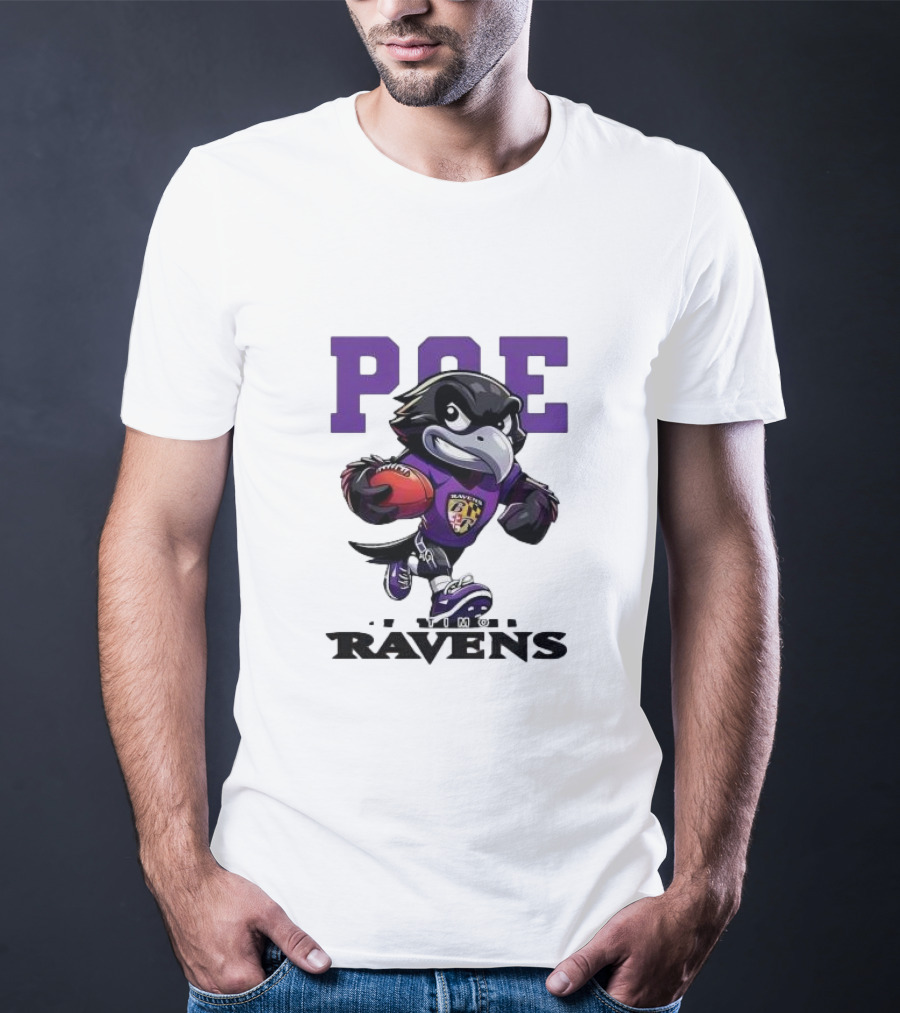 Poe Baltimore Ravens Mascot Football Character T-Shirt