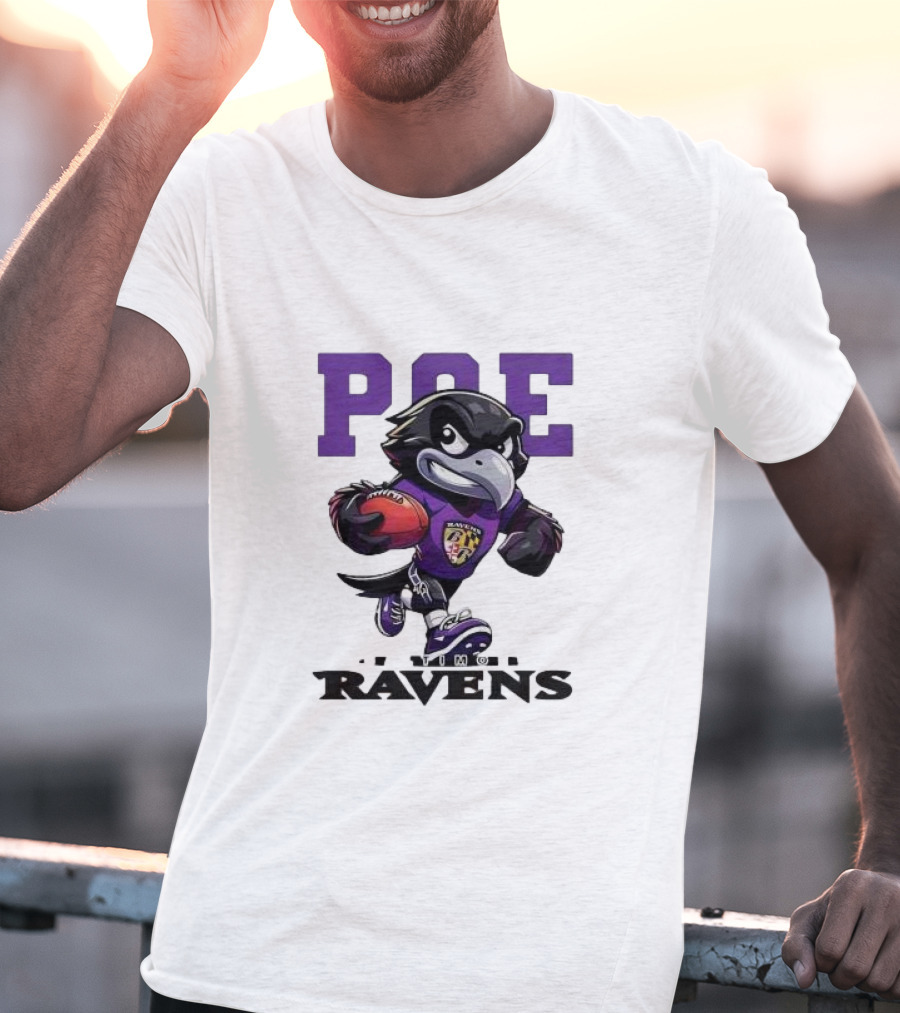 Poe Baltimore Ravens Mascot Football Character T-Shirt