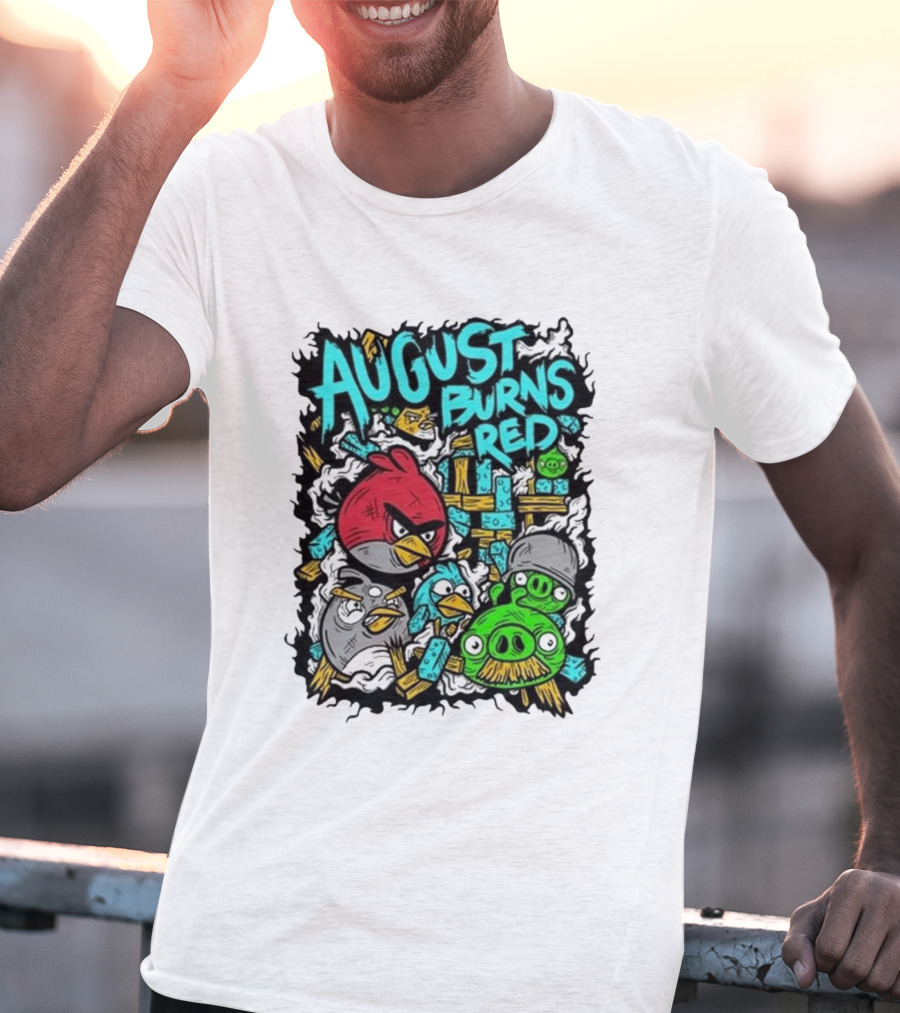 August Burns Red Angry Birds Throwback Collage With Pigs And Birds T-Shirt