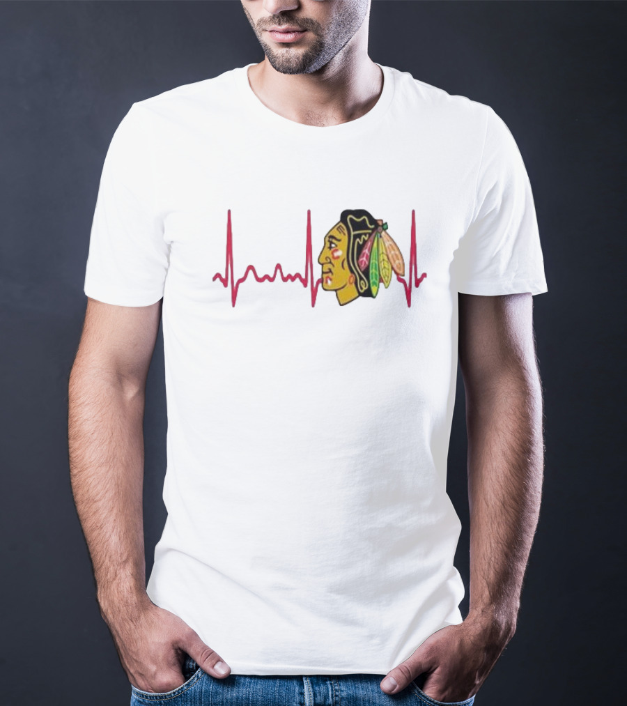 Chicago Blackhawks Heartbeat Hockey T-Shirt