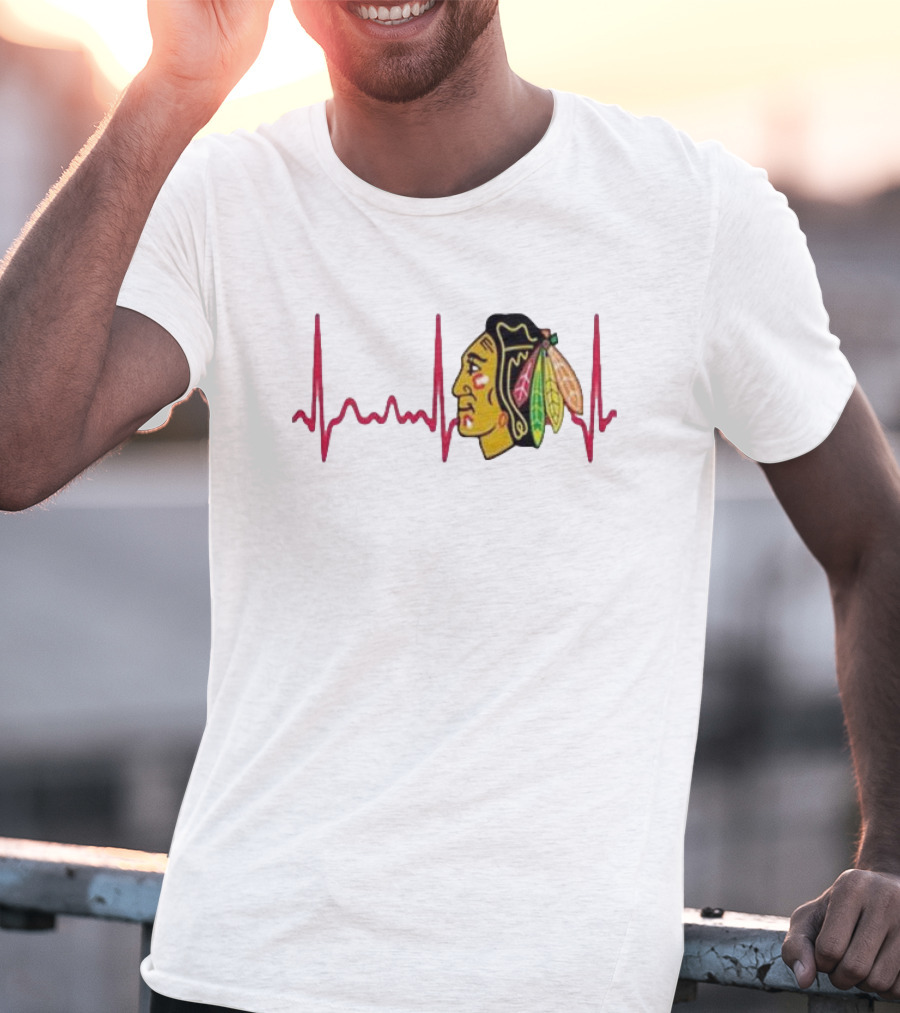 Chicago Blackhawks Heartbeat Hockey T-Shirt