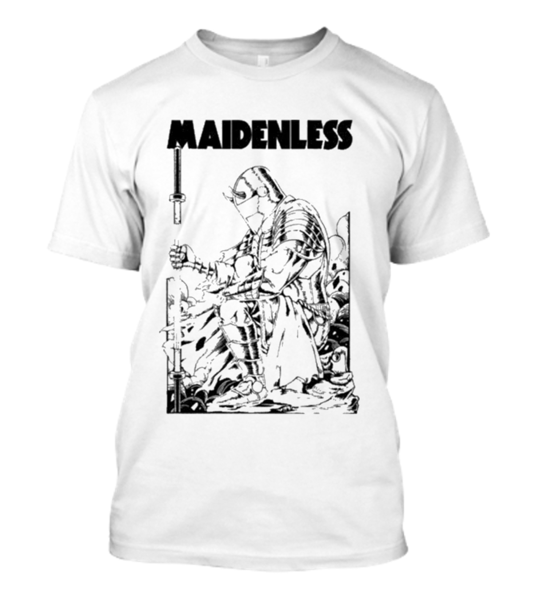 Maidenless Vintage Knight Artwork In Monochrome T-Shirt