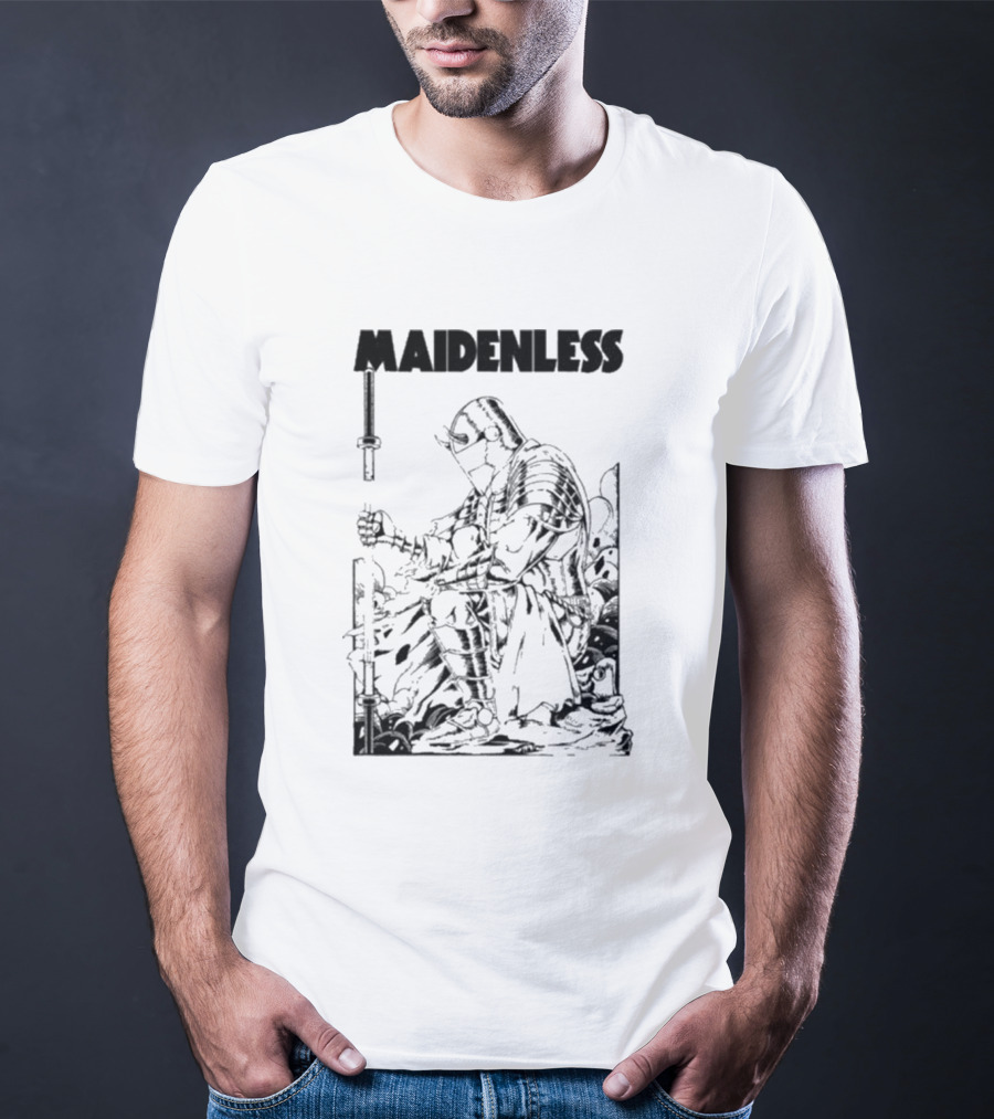 Maidenless Vintage Knight Artwork In Monochrome T-Shirt