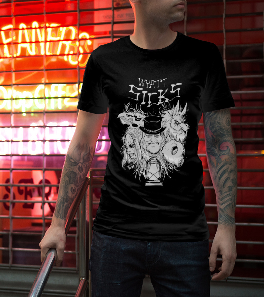Wyatt Sicks Lantern And Masked Figures T-Shirt
