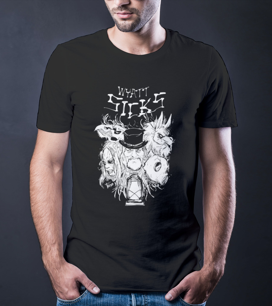 Wyatt Sicks Lantern And Masked Figures T-Shirt