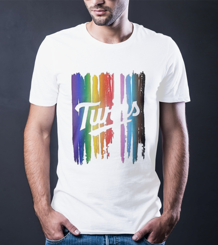 Twins Pride Day Rainbow Brush Strokes T-Shirt