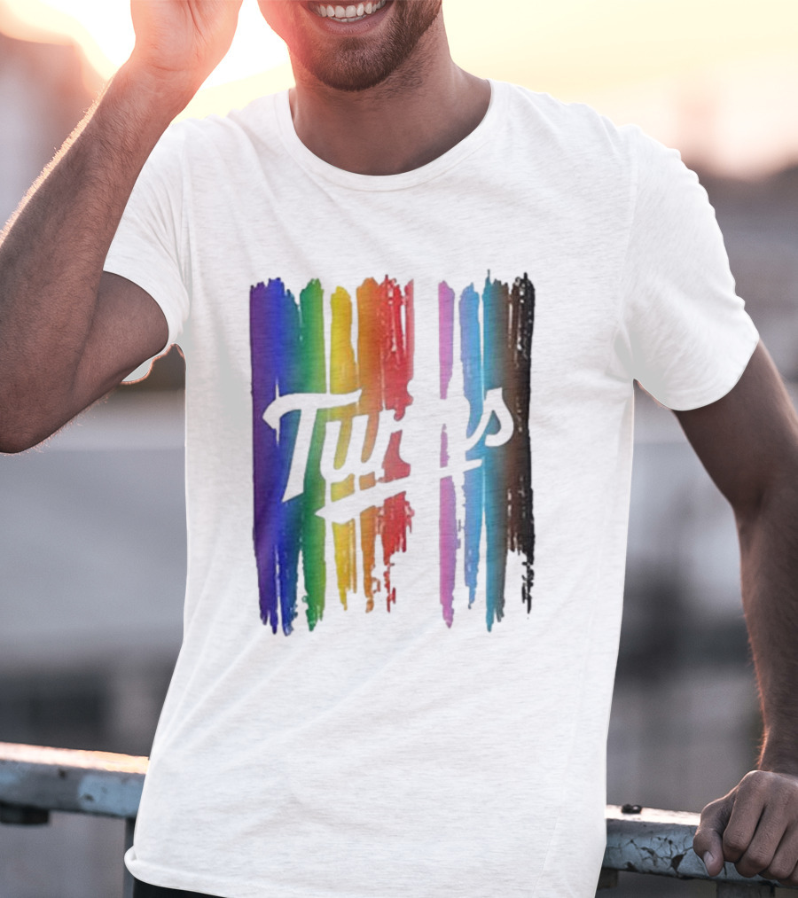 Twins Pride Day Rainbow Brush Strokes T-Shirt