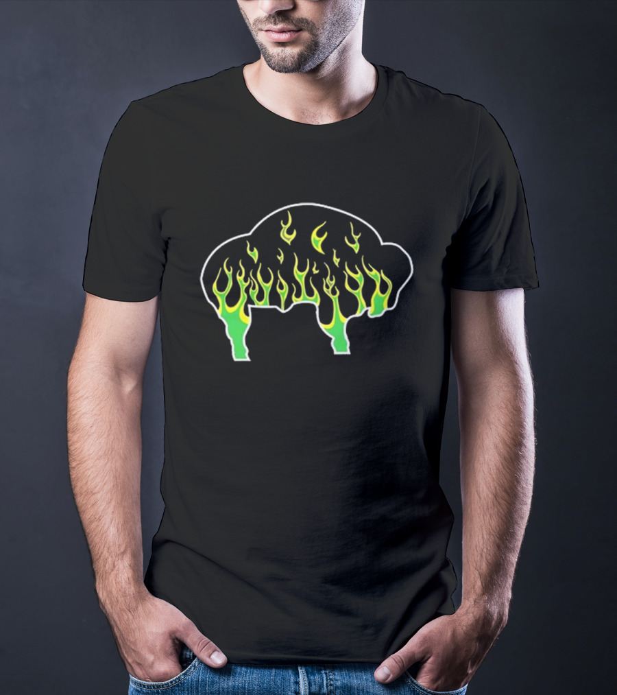 Buffalo The Old Pink Green Flame Buffalo T-Shirt
