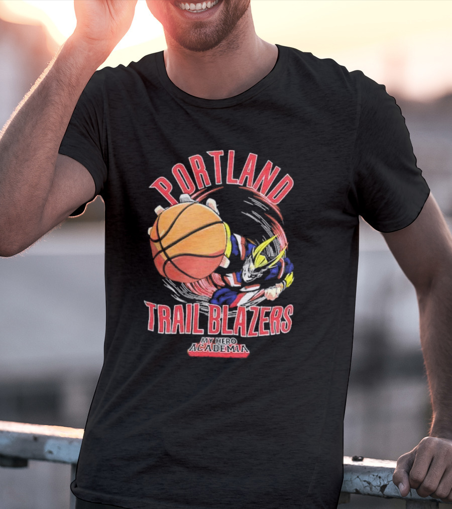 Portland Trail Blazers My Hero Academia All Might Basketball Smash T-Shirt