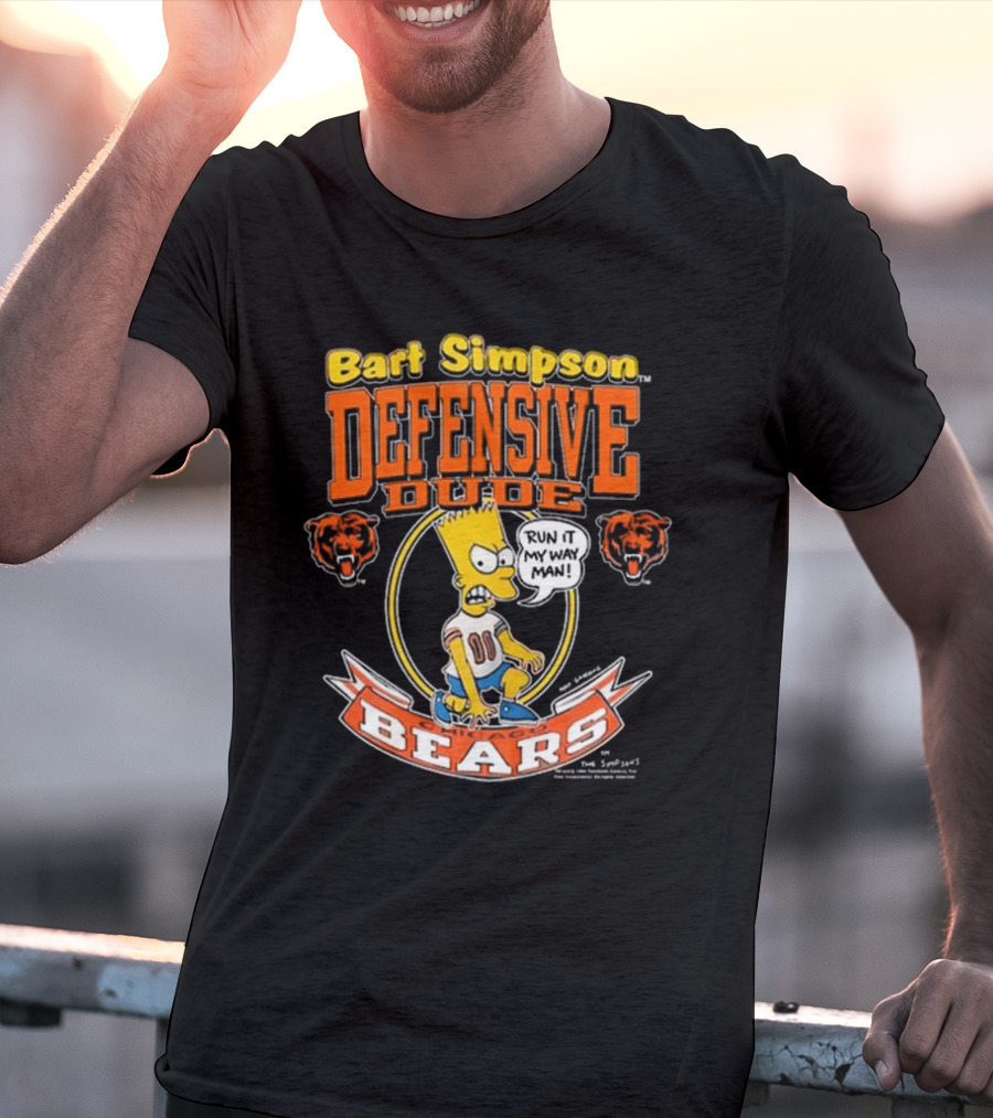Bart Simpson Defensive Dude Bears Run It My Way Man T-Shirt