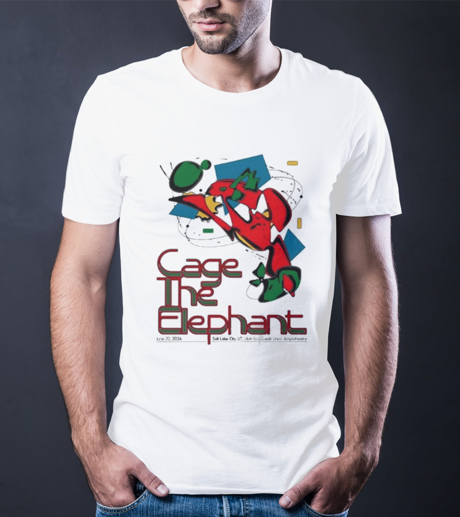 Cage The Elephant Salt Lake City Utah First Credit Union Amphitheatre June 20 Colorful Abstract T-Shirt