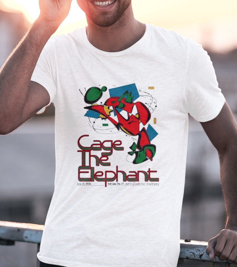 Cage The Elephant Salt Lake City Utah First Credit Union Amphitheatre June 20 Colorful Abstract T-Shirt
