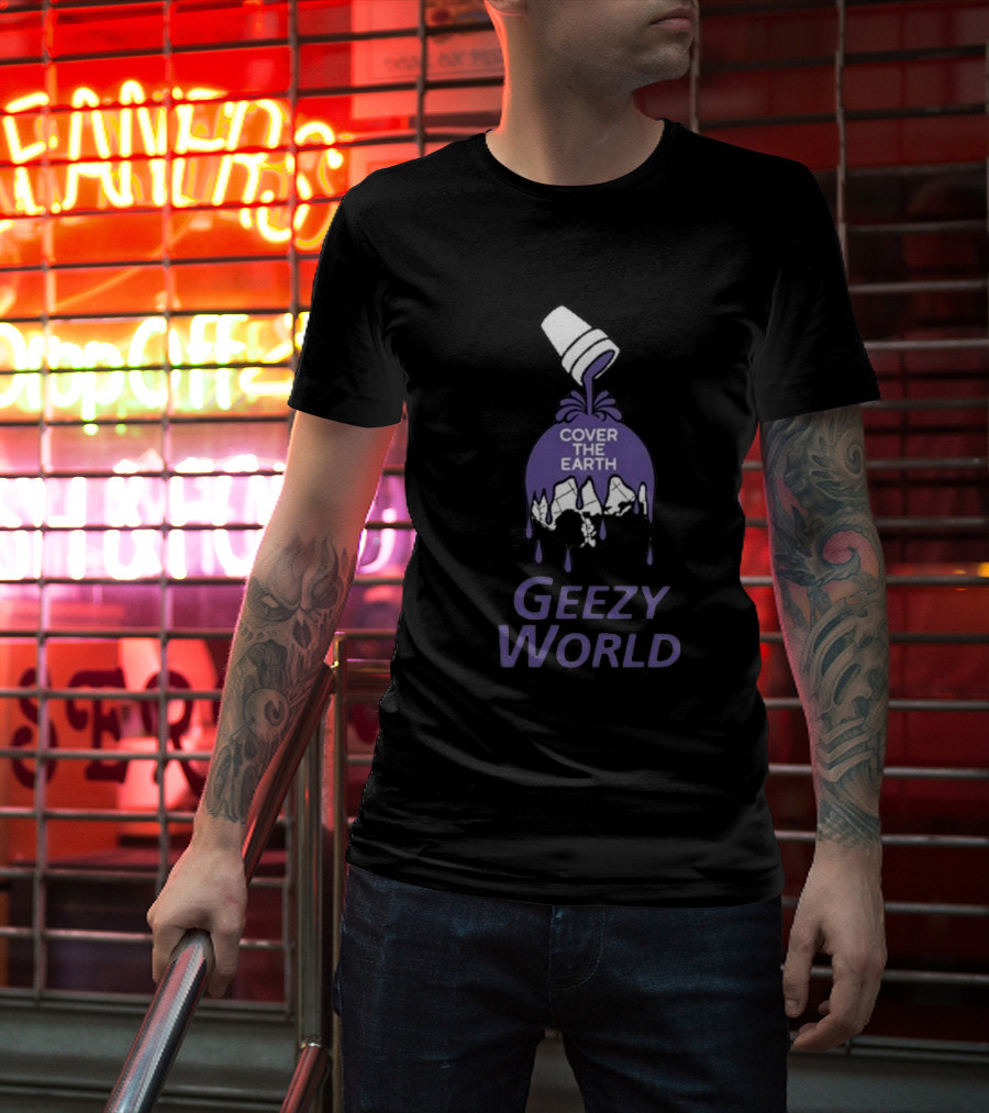 Cover The Earth Geezy World Purple Paint Cup T-Shirt