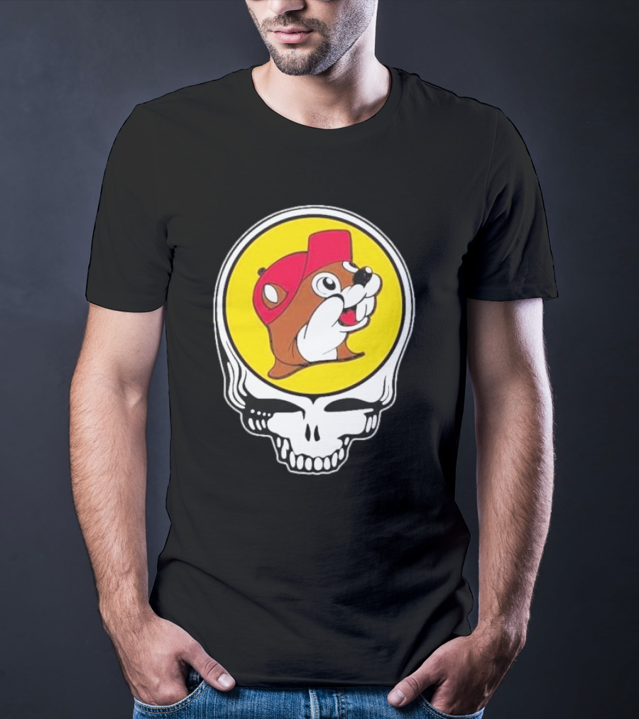 Buc-ee's Beaver In Grateful Dead Skull T-Shirt
