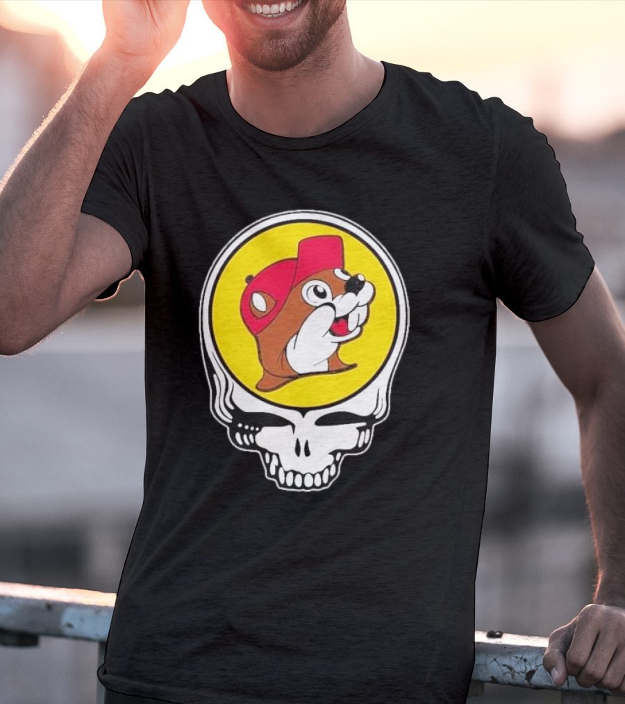 Buc-ee's Beaver In Grateful Dead Skull T-Shirt