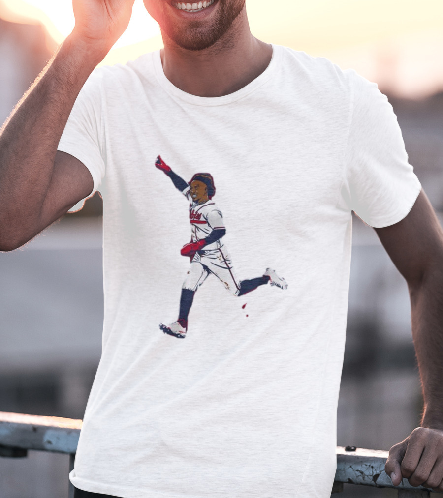 Ozzie Albies Baseball Celebration Pose Signature T-Shirt