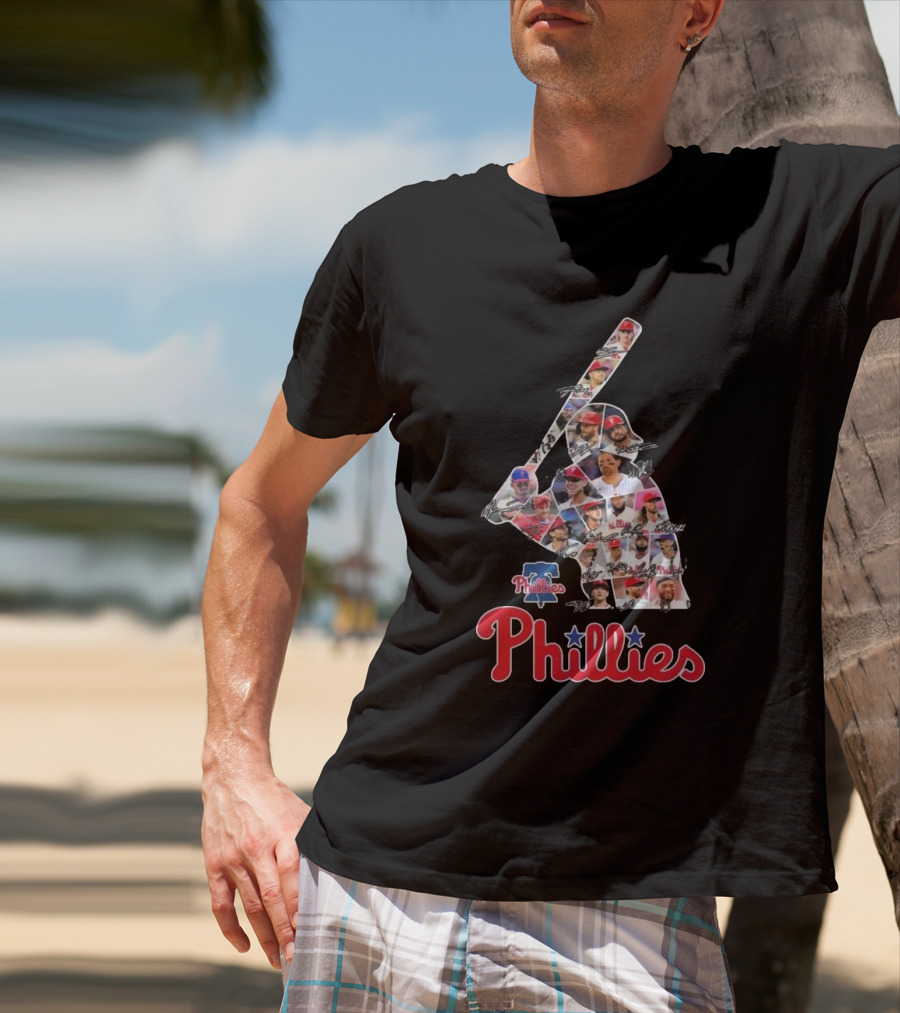 Phillies Baseball Icons Collage With Player Signatures T-Shirt