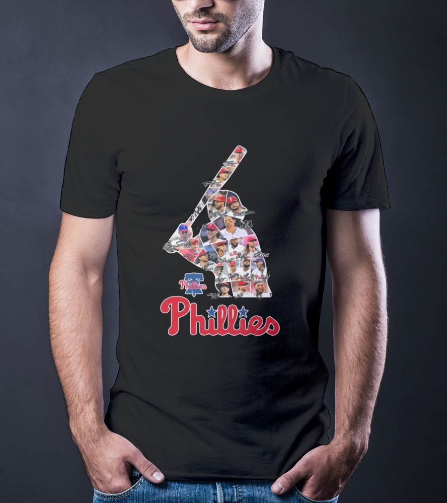 Phillies Baseball Icons Collage With Player Signatures T-Shirt