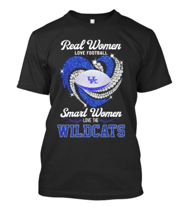 Real Women Love Football Smart Women Love The Wildcats UK Diamond Heart T-Shirt