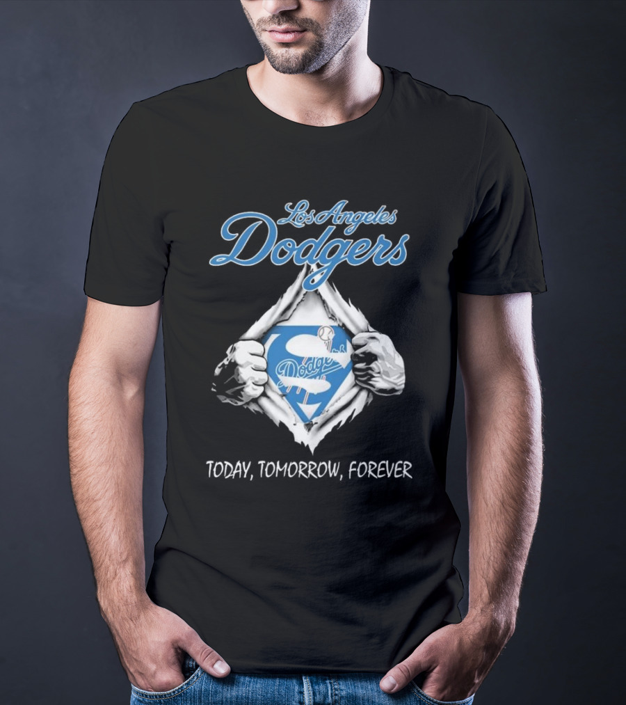 Los Angeles Dodgers Superhero Baseball Logo Today Tomorrow Forever T-Shirt