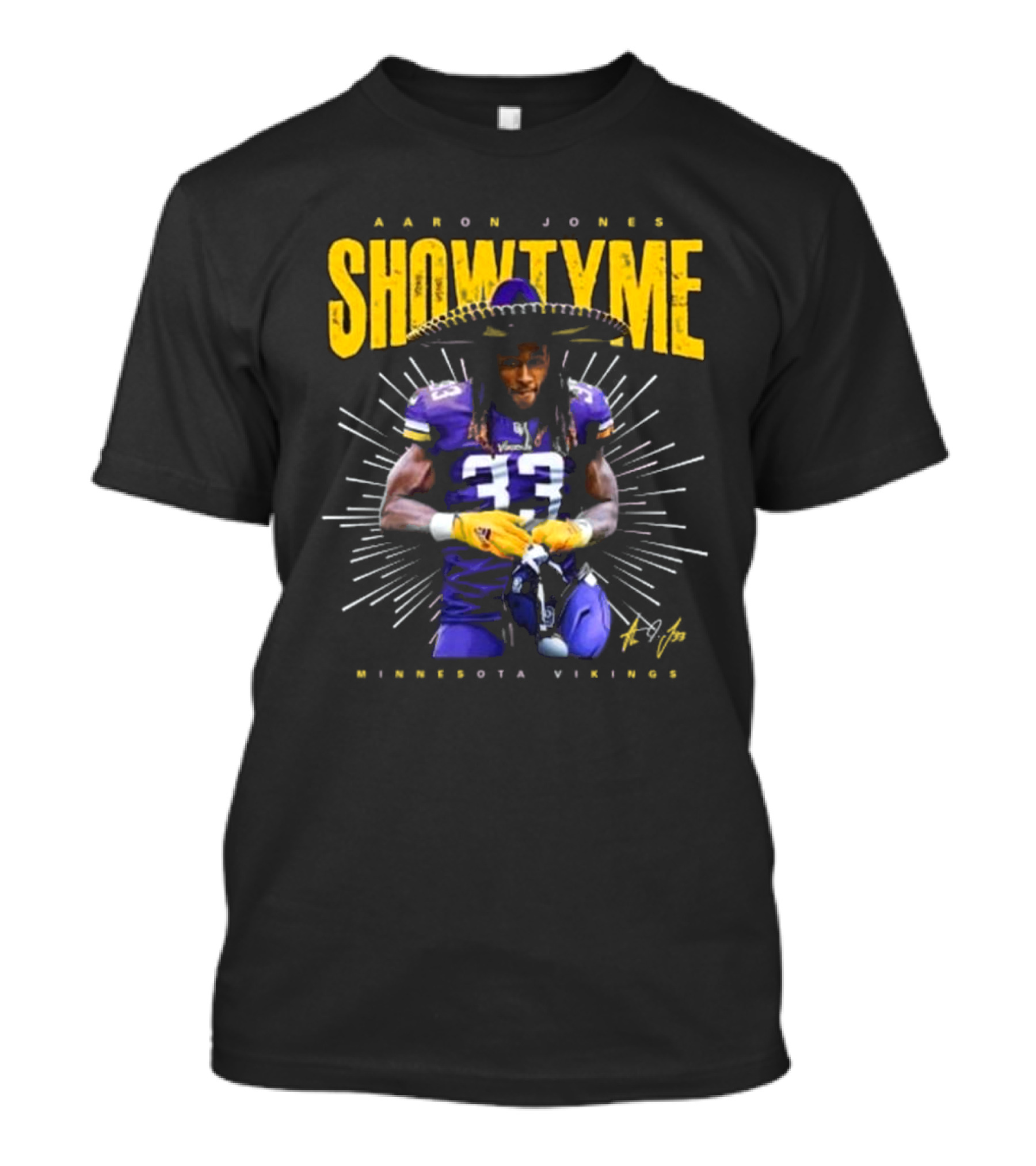 Aaron Jones Showtyme Minnesota Vikings NFL Football Signature 33 T-Shirt