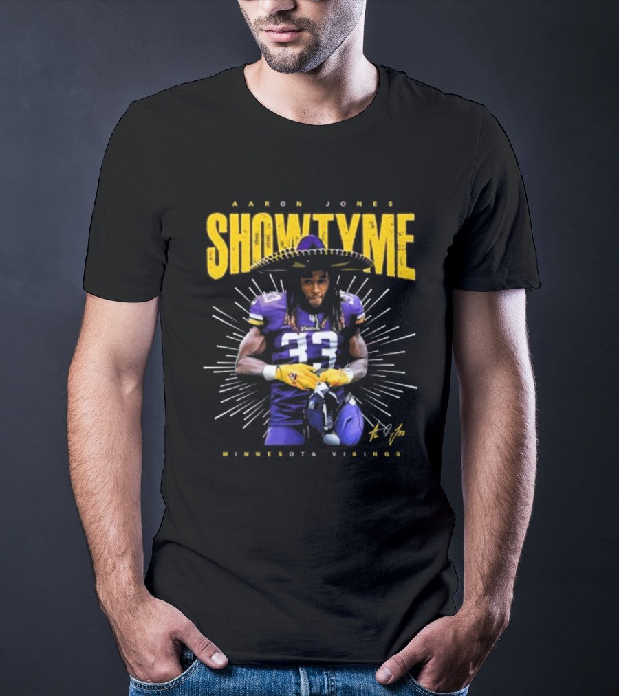 Aaron Jones Showtyme Minnesota Vikings NFL Football Signature 33 T-Shirt