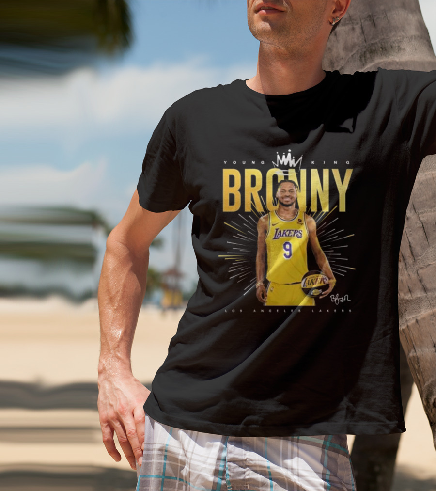 Young King Bronny James Los Angeles Lakers 9 Signature T-Shirt
