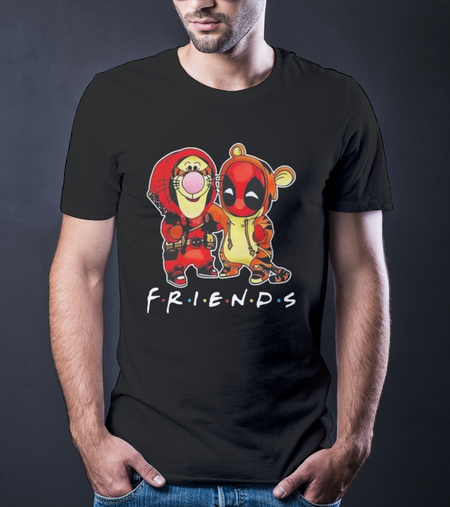 Friends Disney Winnie The Pooh Tigger And Deadpool T-Shirt