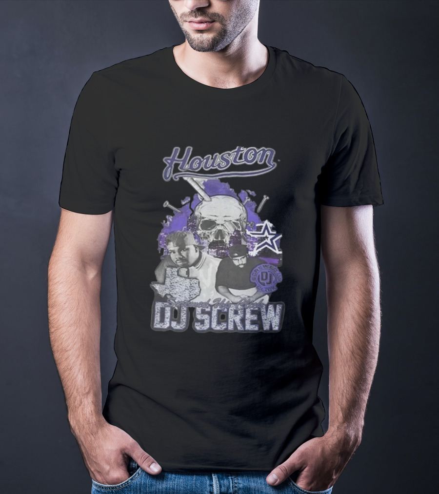 Houston Screwed Up Click DJ Screw Texas Skull Stars T-Shirt