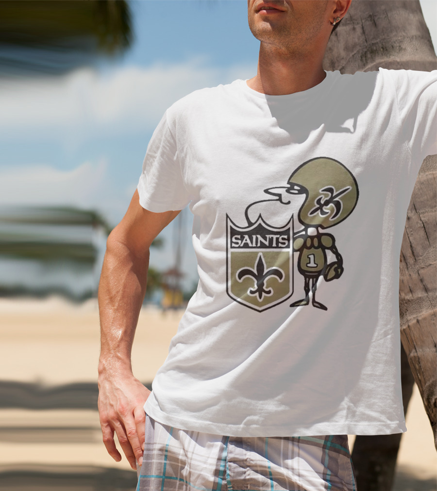 New Orleans Saints Alt Logo 1967 Cartoon Character Football Crest T-Shirt