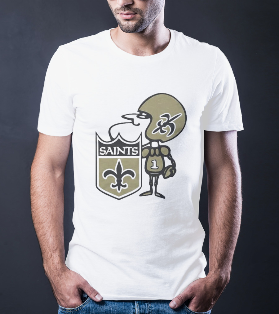 New Orleans Saints Alt Logo 1967 Cartoon Character Football Crest T-Shirt