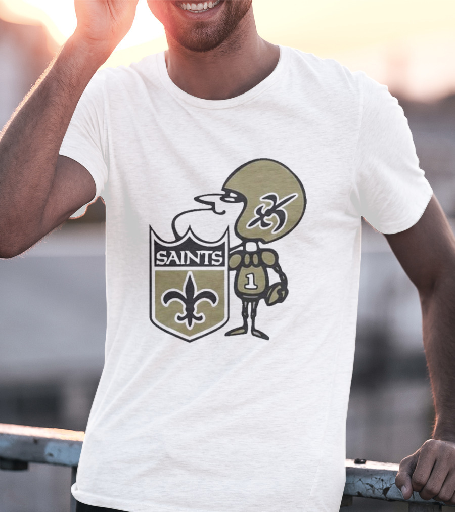 New Orleans Saints Alt Logo 1967 Cartoon Character Football Crest T-Shirt