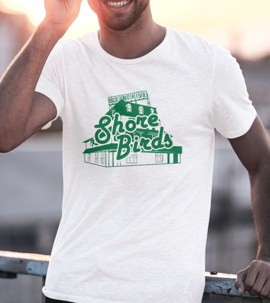 Ocean Drive Shore Birds Retro Sign Building T-Shirt