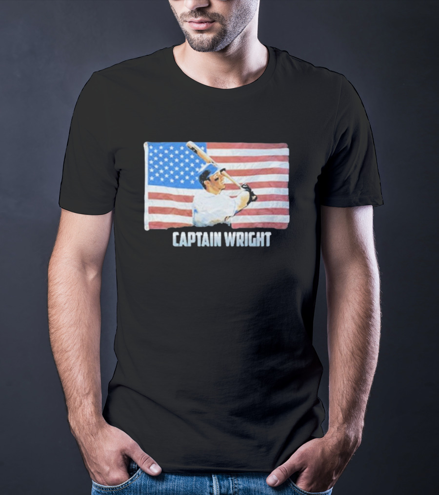 Mets David Wright Captain Wright American Flag Baseball T-Shirt