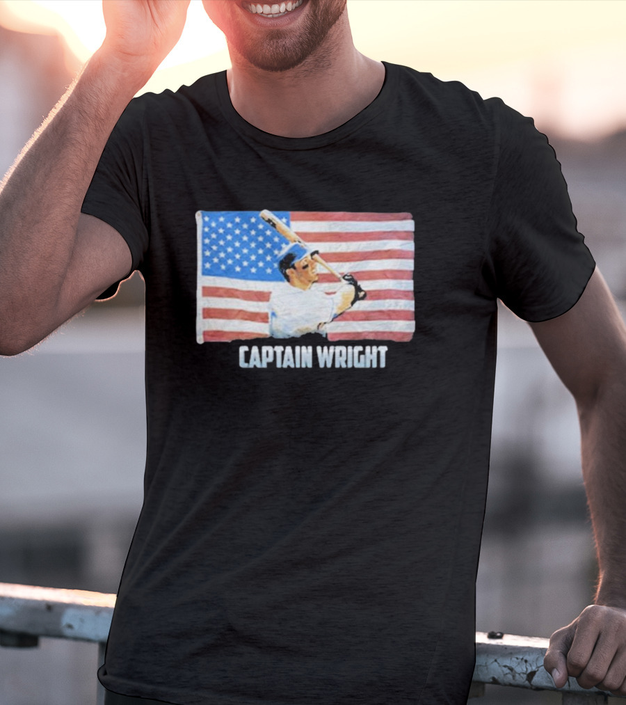 Mets David Wright Captain Wright American Flag Baseball T-Shirt