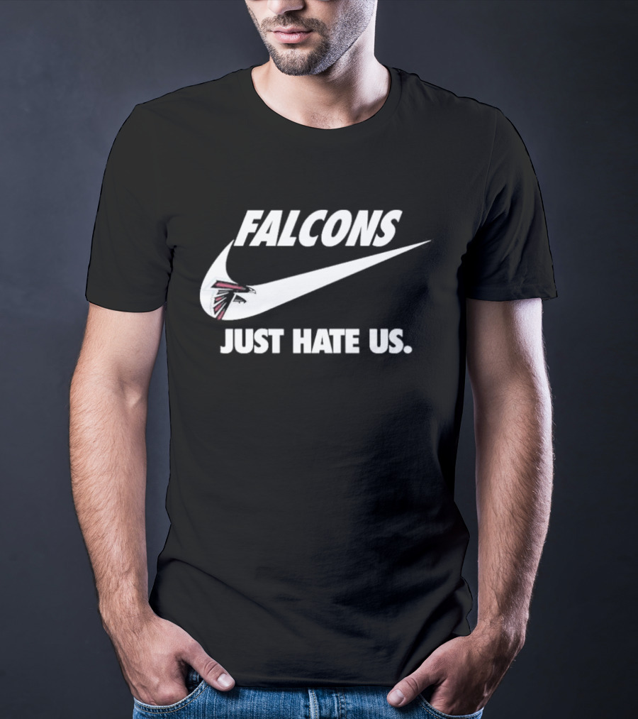 Atlanta Falcons Just Hate Us Logo Swoosh T-Shirt
