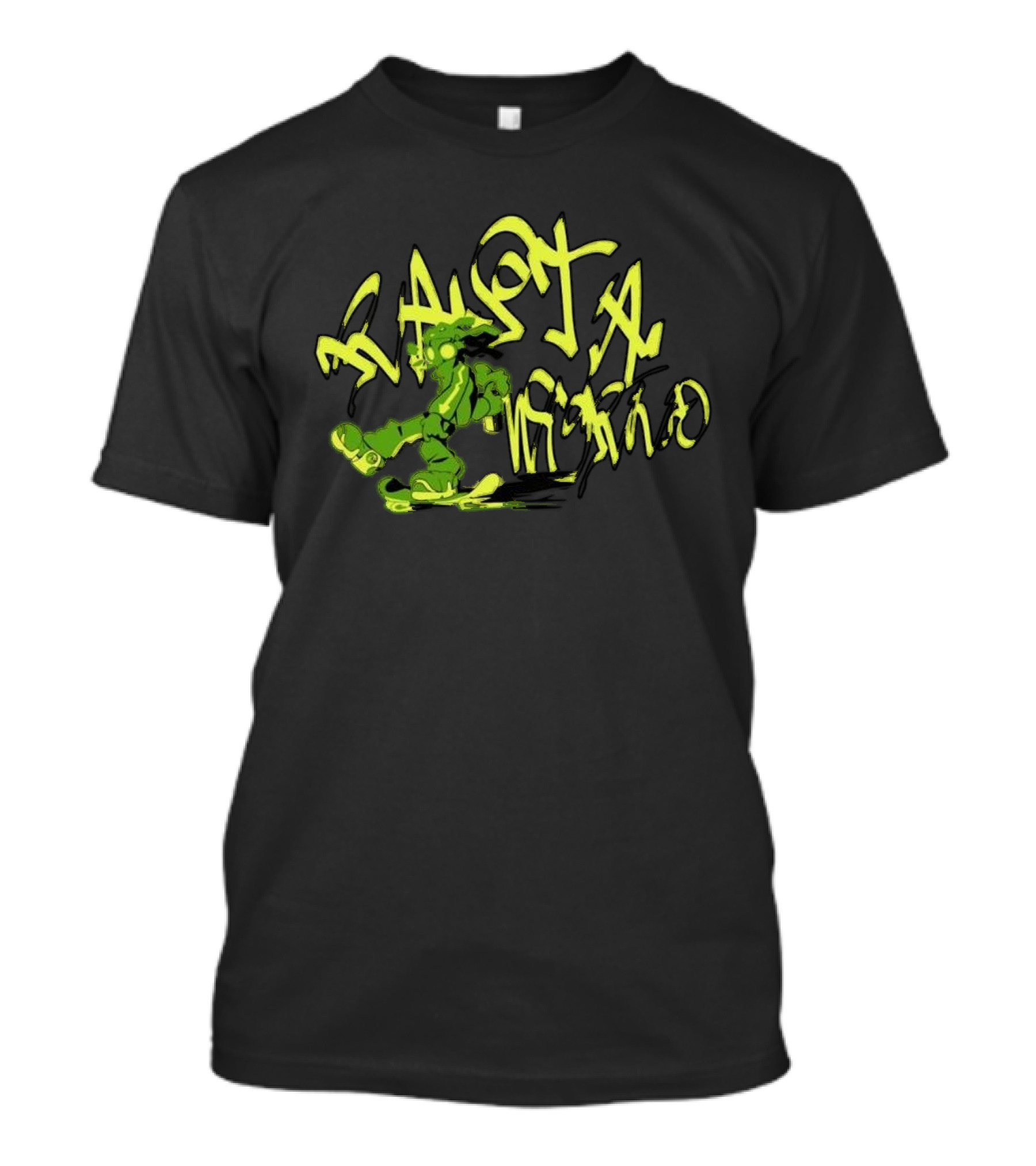 Everpress Gum Studio Rasta World Graffiti Robot Skateboarding Neon Green T-Shirt