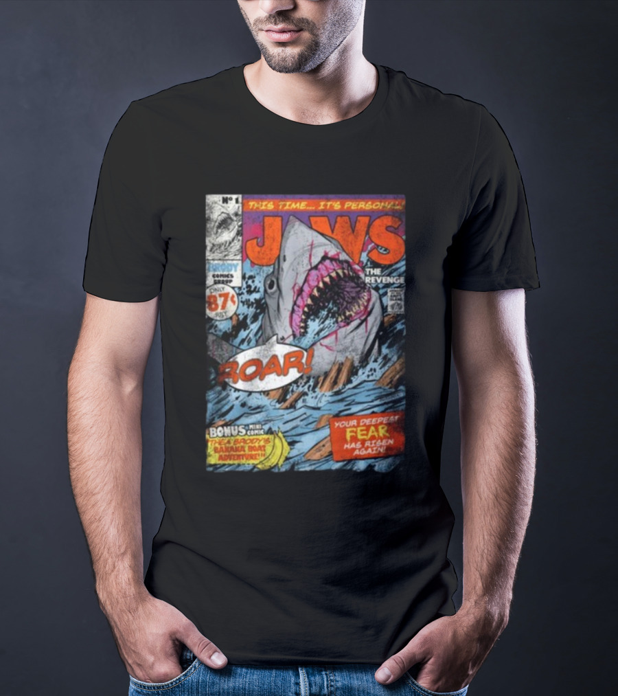 Fright-Rags Jaws The Revenge Comic Cover Shark Roar Adventure T-Shirt