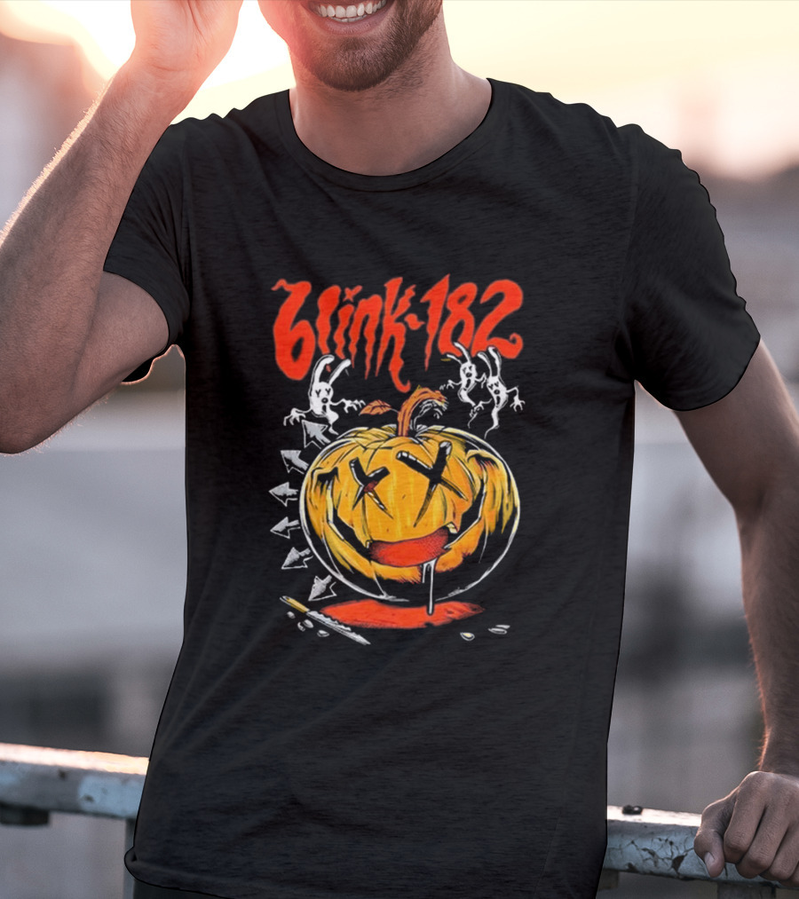 Blink-182 Halloween Pumpkin With Ghosts And Arrows T-Shirt