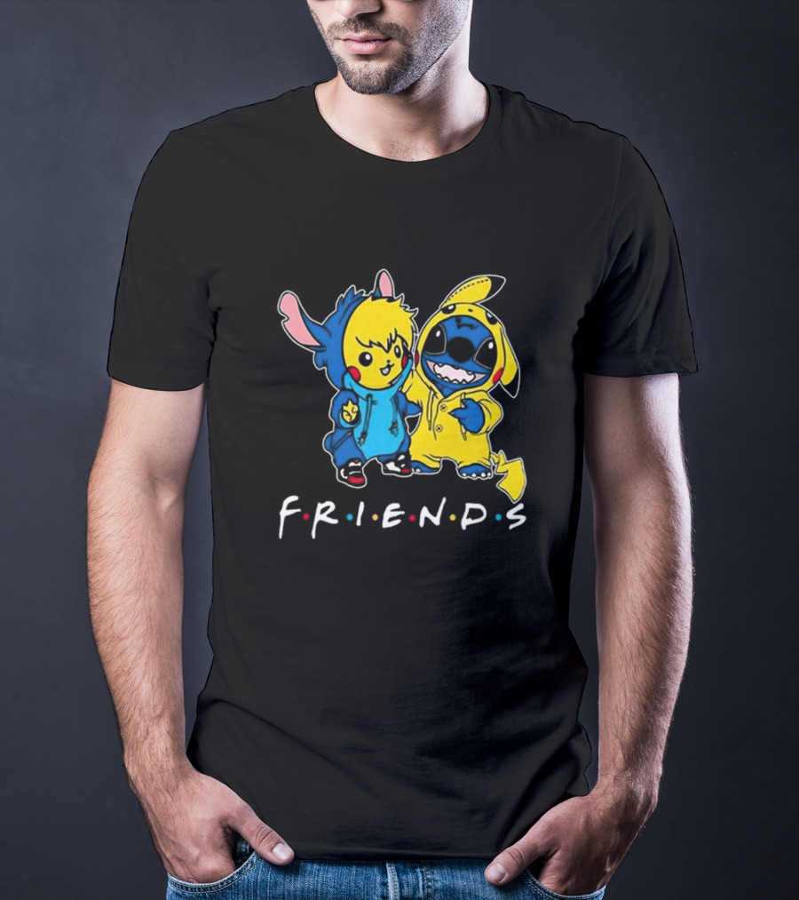 Friends Stitch And Pokemon Pikachu Friends For Life Disney T-Shirt