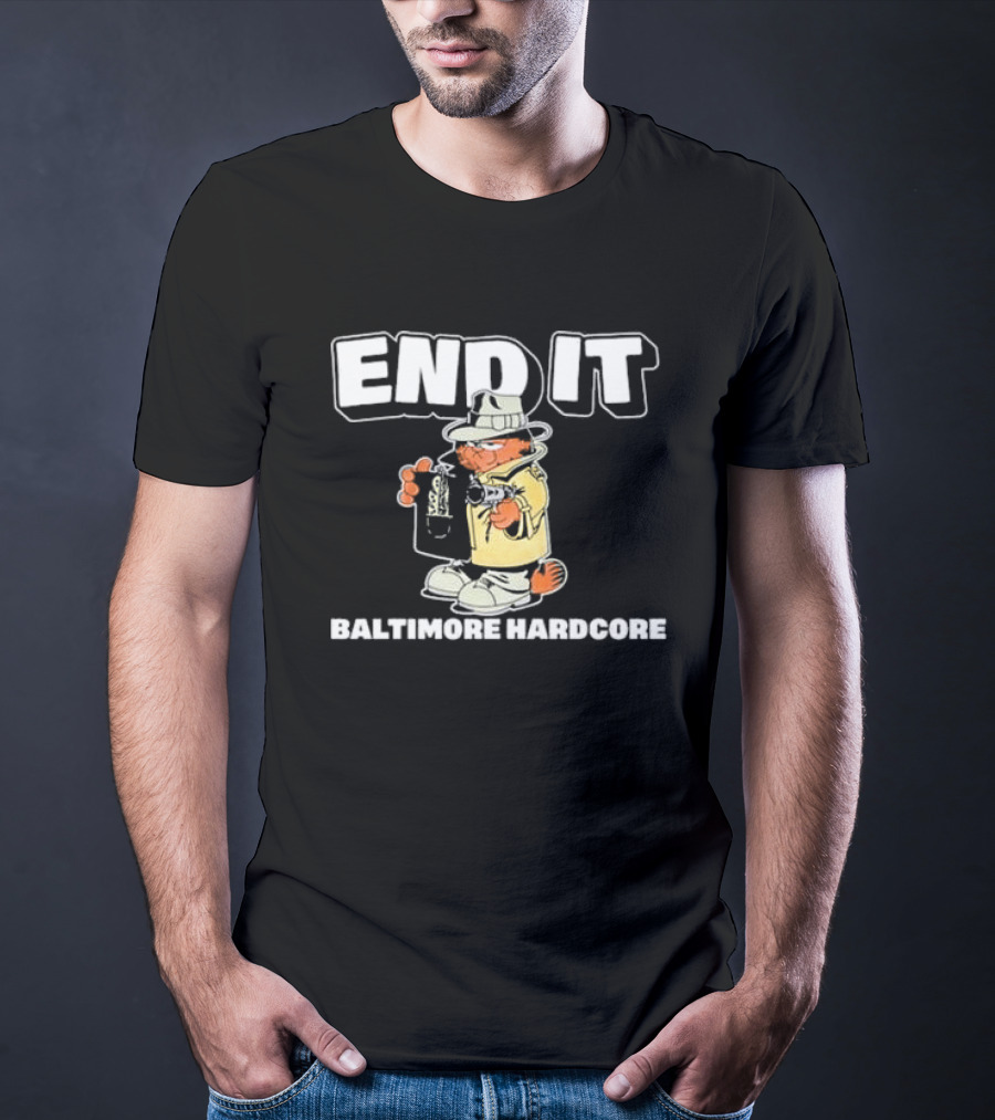 End It Baltimore Hardcore Garfield Trench Coat Detective T-Shirt