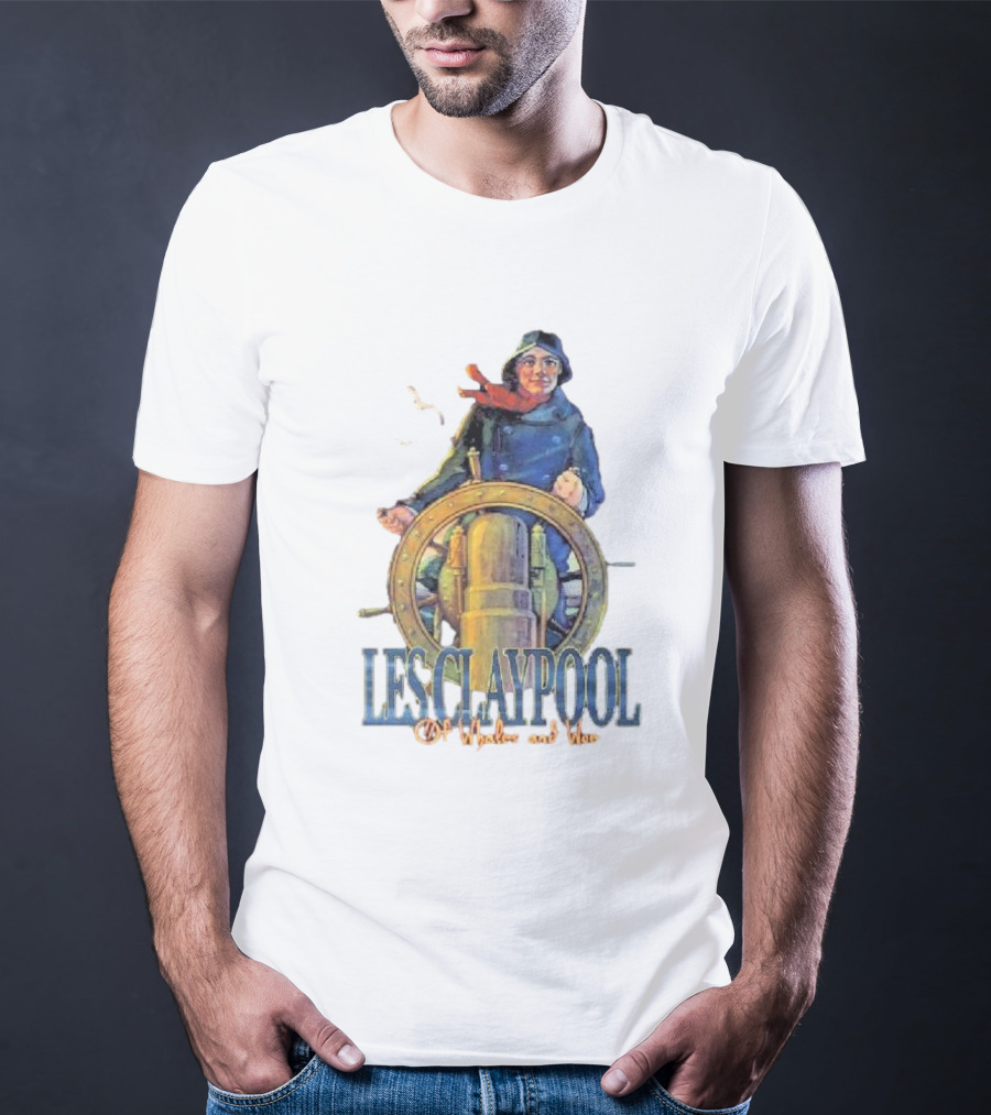 Les Claypool Of Whales And Woe Maritime Adventure Steering Wheel And Seagulls T-Shirt