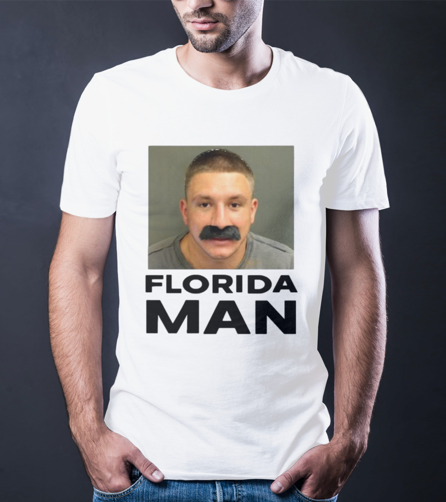 Stevewilldoit Florida Man Image Black Mustache Face T-Shirt