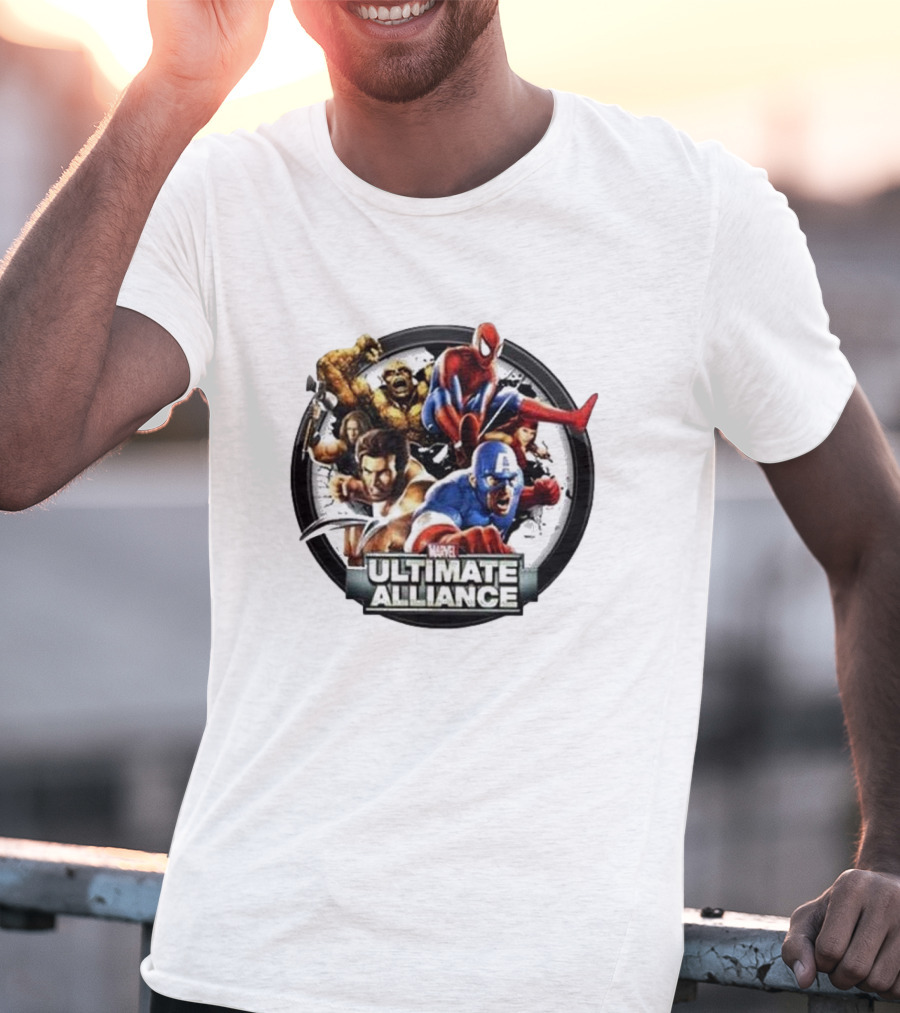 Tobey Maguire Spider-Man Featured In Marvel Ultimate Alliance Heroes Assemblage T-Shirt
