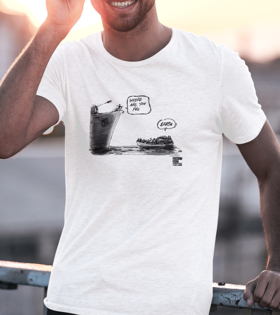 Where Are You From Earth Simon Kneebone Refugees Boat Freedom Publishing T-Shirt