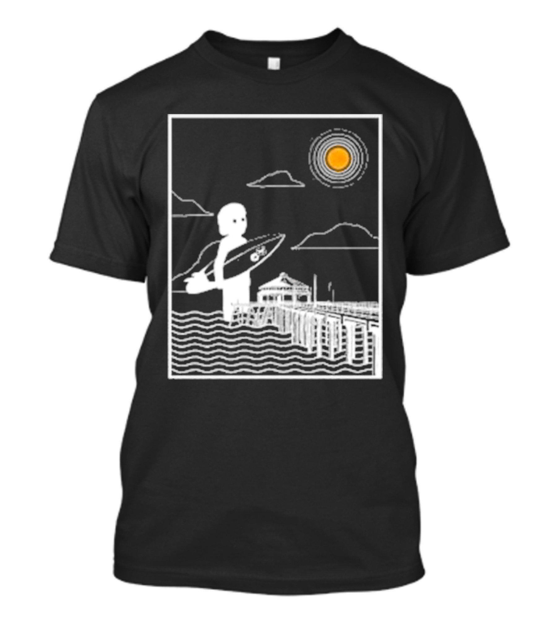 William Black Surfing Pier Orange County Sunset T-Shirt