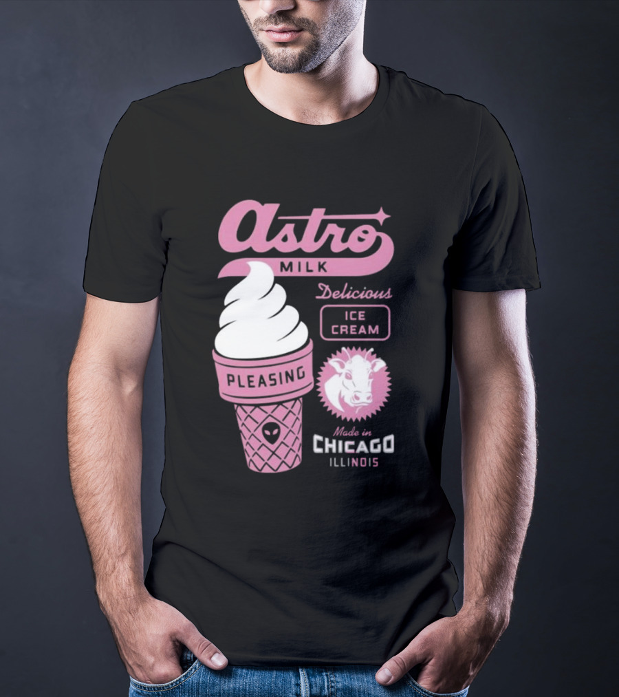 Astro Milk Delicious Ice Cream Pleasing Made In Chicago Illinois T-Shirt