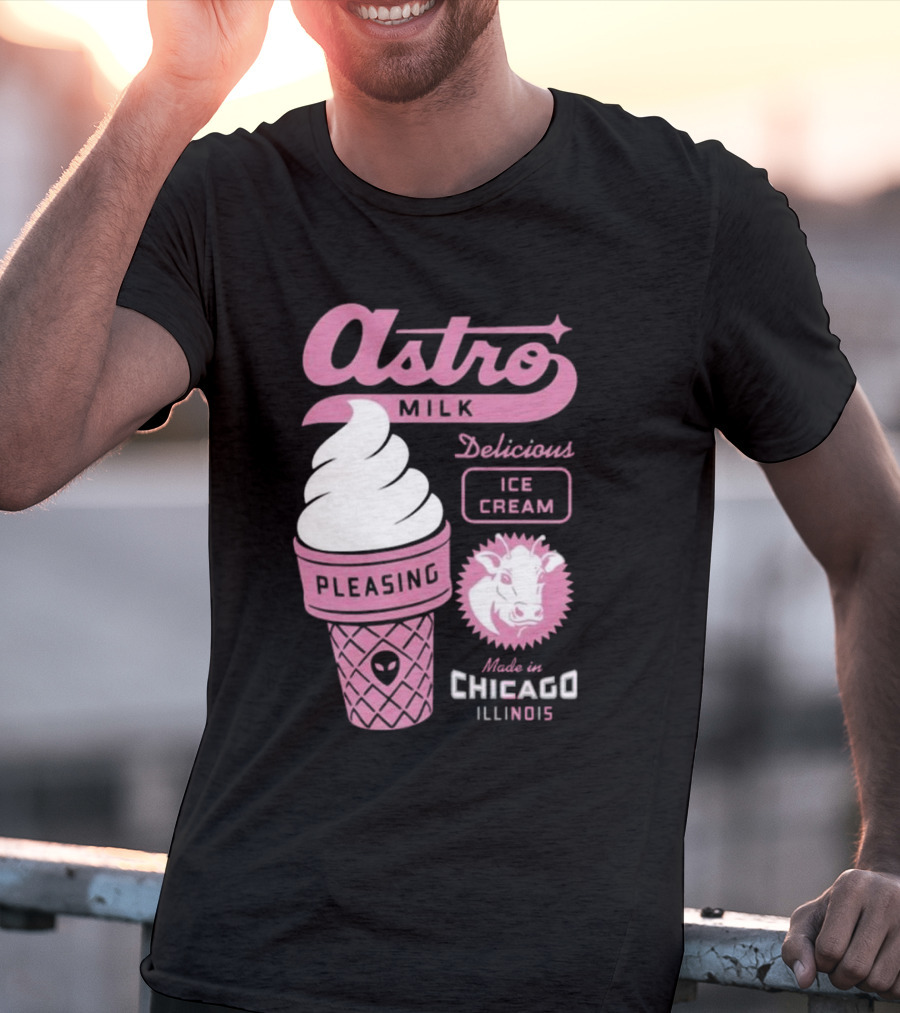 Astro Milk Delicious Ice Cream Pleasing Made In Chicago Illinois T-Shirt